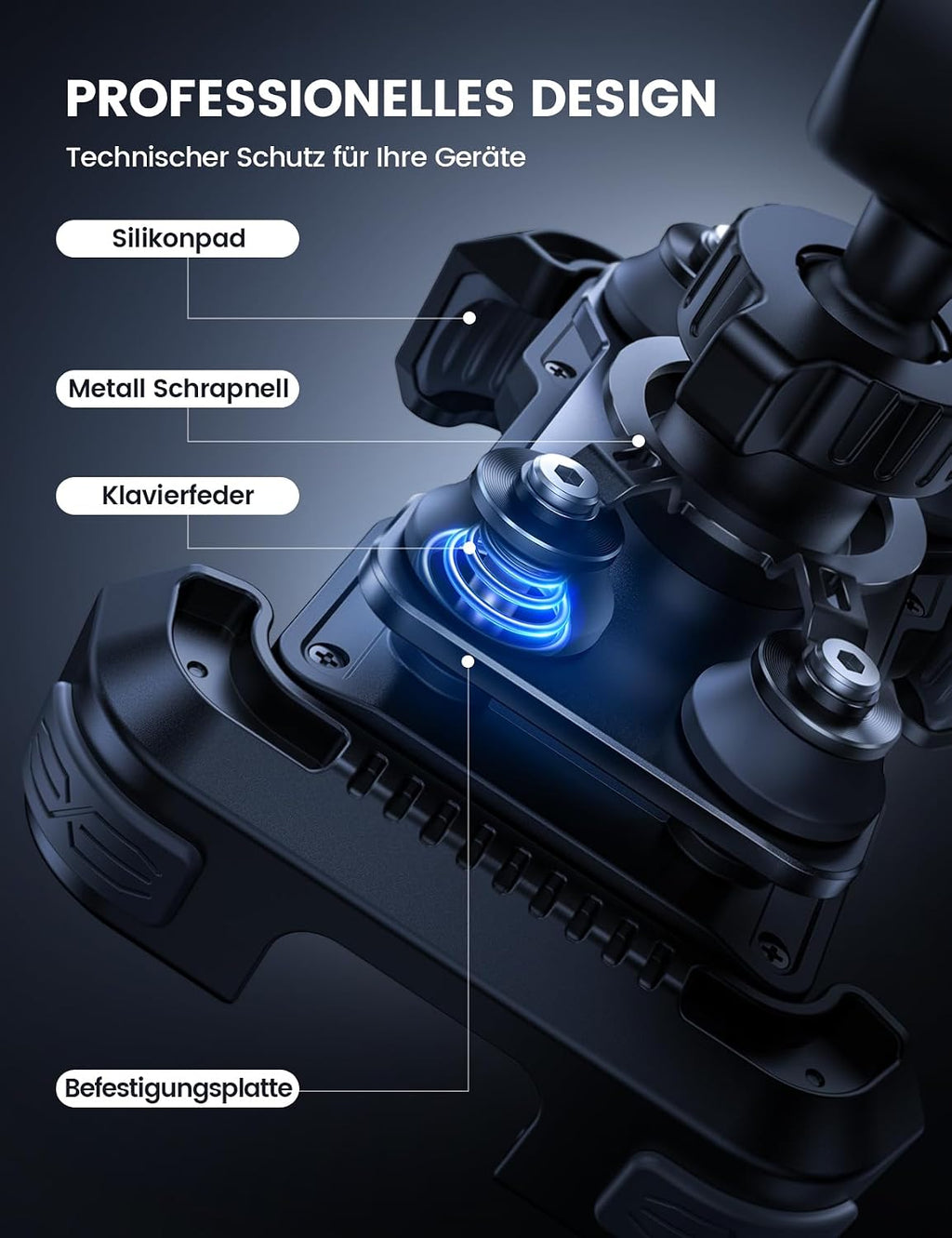 Motorrad Handyhalterung mit Vibrationsdaempfer 360° Lenkerhalter