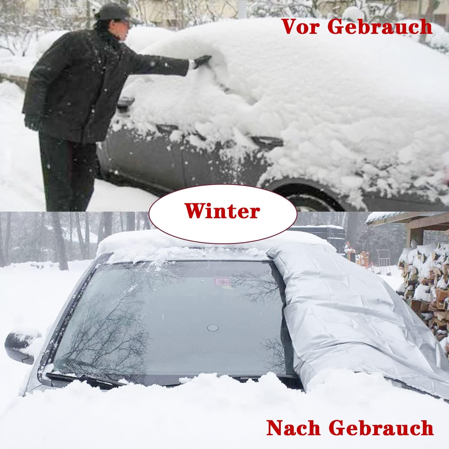 KEELYY Frontscheibenabdeckung Auto 150x100 cm Winter Frost- und Sonnenschutz