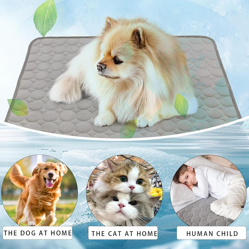 Kuehlmatte Hund Katze 70x55 cm Grau selbstkuehlend waschbar