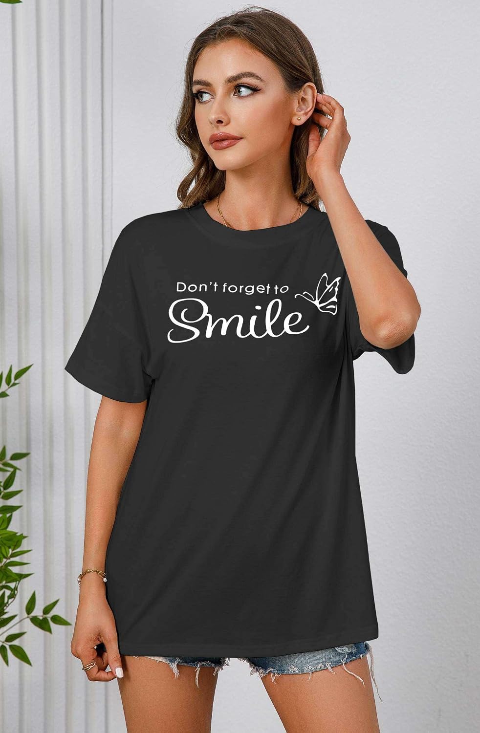 Damen Oversized T‑Shirt Baumwolle kurz-/langarm locker Tunika S-XXL