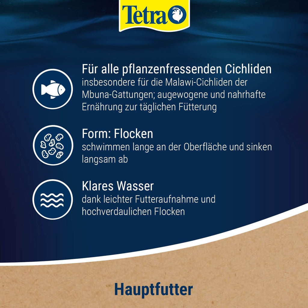 Tetra Malawi Flakes Fischfutter Flocken für pflanzenfressende Cichliden 1 L