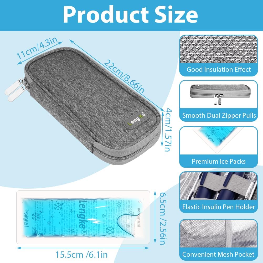 ACWOO Insulin Kuehltasche mit 2 Kuehlakkus, Tasche fuer Insulinpens Schwarz