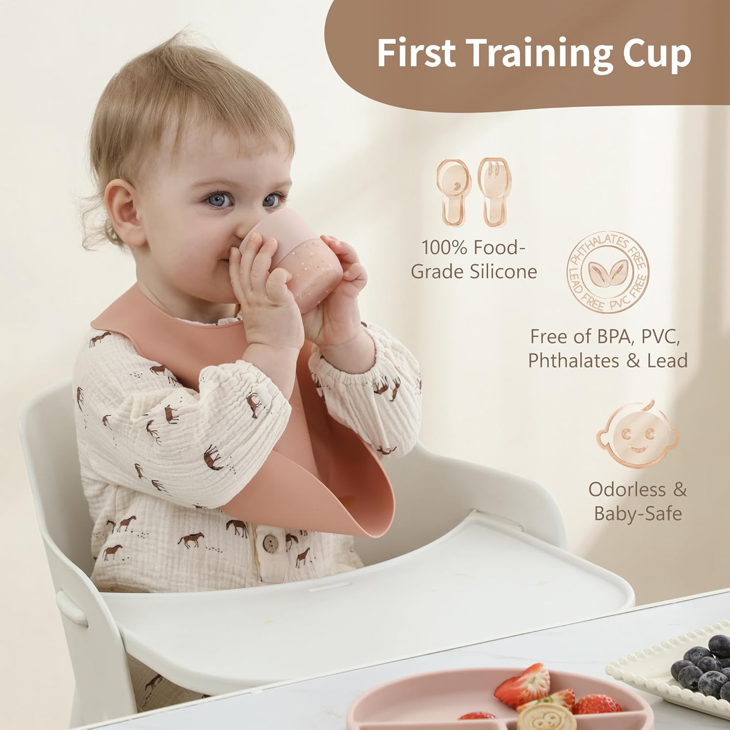 Moonkie Baby Trinklernbecher Silikon Schnabeltasse BPA-frei ab 4 Monate