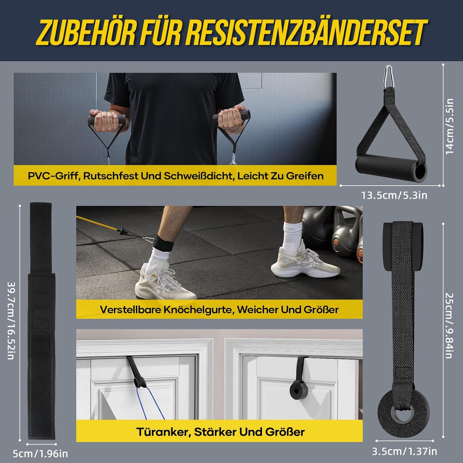 Fokky Resistance Bands Set 5 Baender mit Tueranker, Griffen und Knoechelriemen