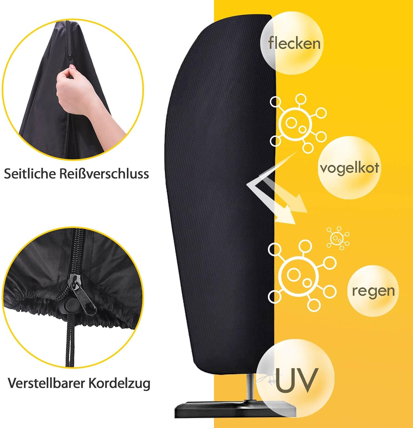 Reinalin Schutzhuelle fuer Sonnenschirm mit Stab 175×30,5/36,5 cm 27cm-50cm