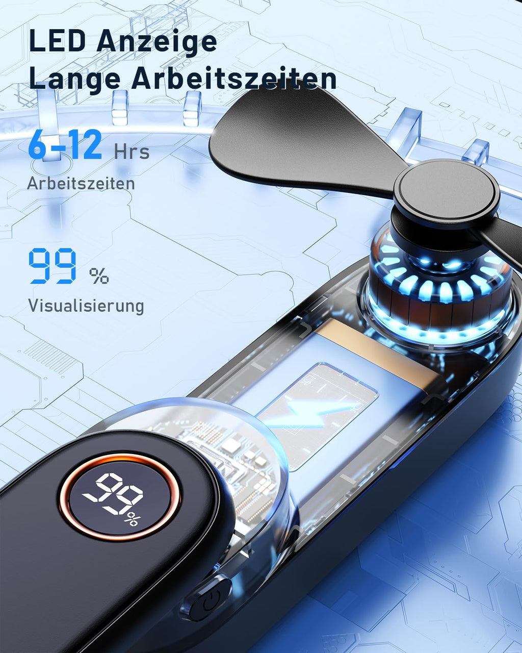 SWEETFULL Mini Ventilator 11,4 cm faltbar Akku 3 Geschwindigkeiten USB Schwarz