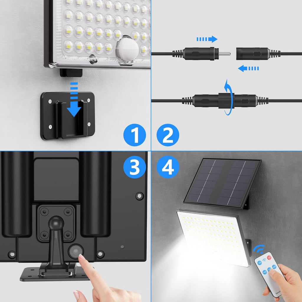Realky Solar-Aussenlampe mit Bewegungsmelder, IP65, Fernbedienung, 5m Kabel