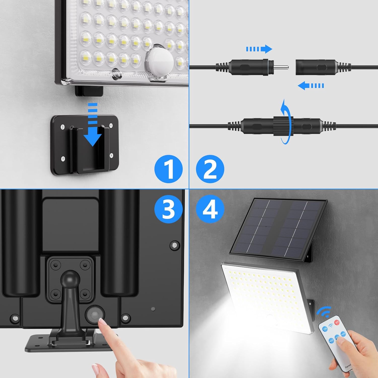 Realky Solar-Aussenlampe mit Bewegungsmelder, IP65, Fernbedienung, 5m Kabel