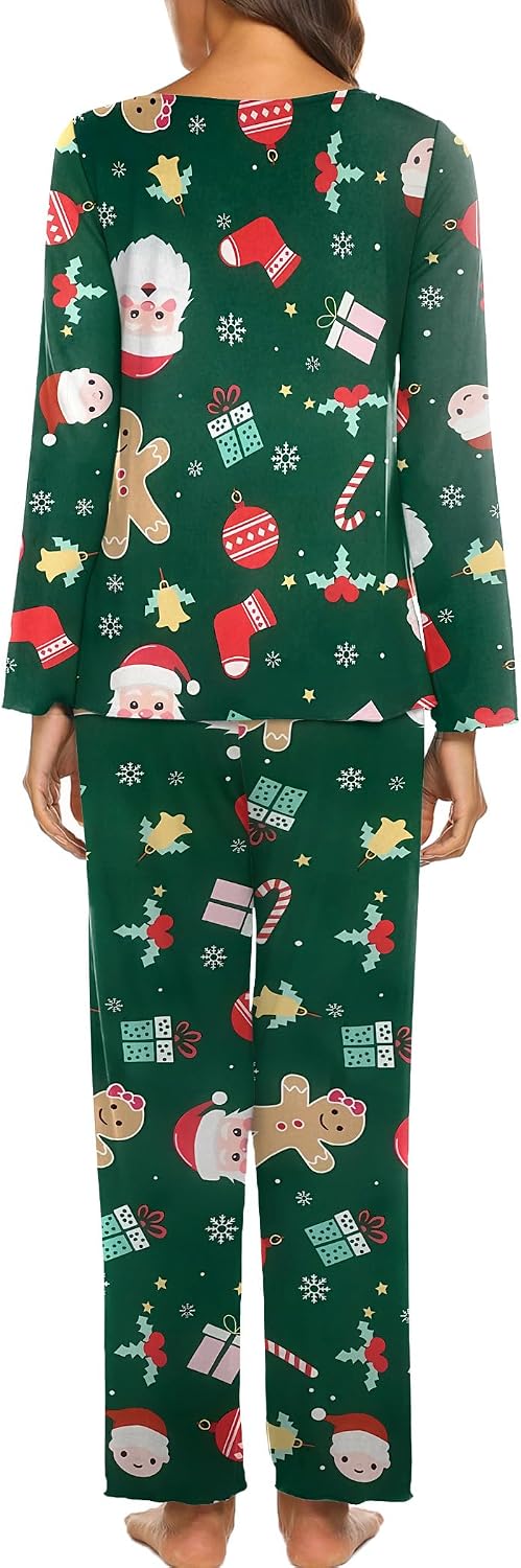 Ekouaer Damen Schlafanzug Zweiteiler lang kuschelig Herbst Pyjama S-XXL