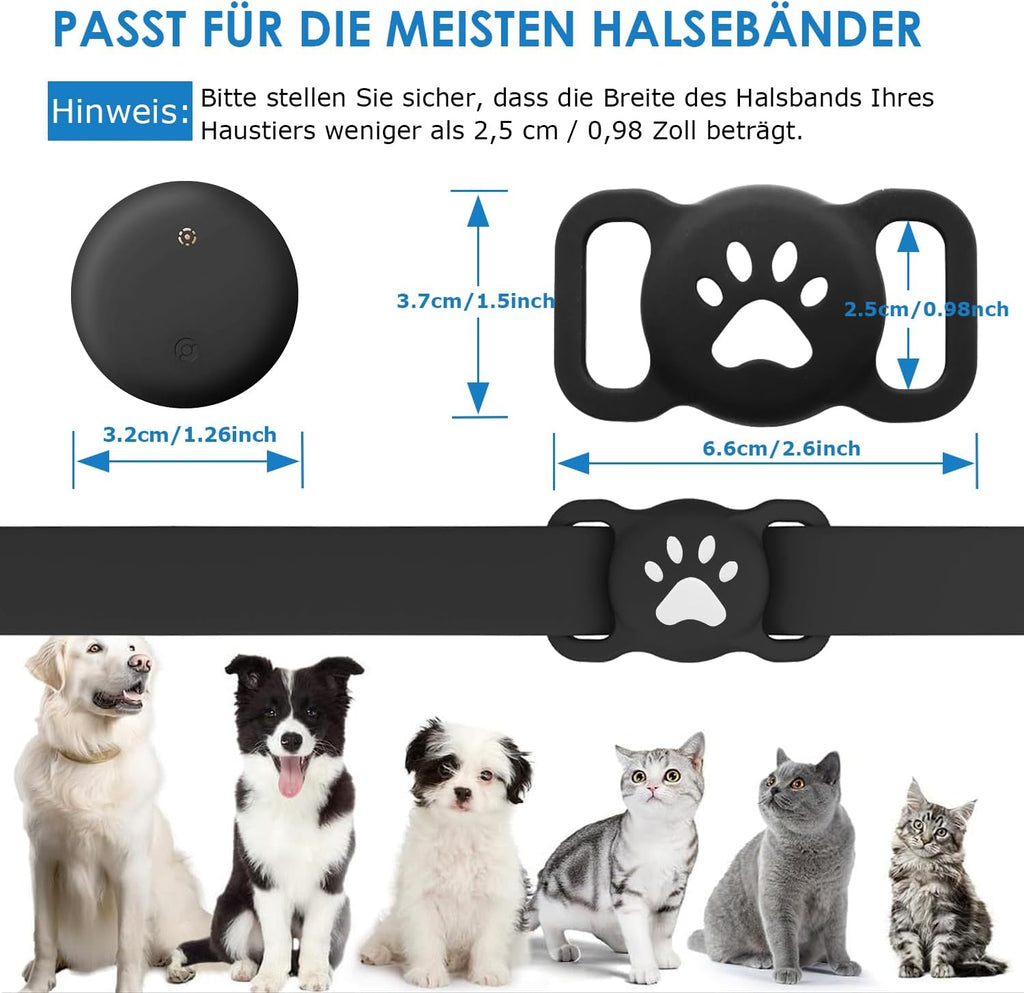 Bluetooth Haustier Tracker mit Halsbandhuelle IP68 wasserdicht fuer Android