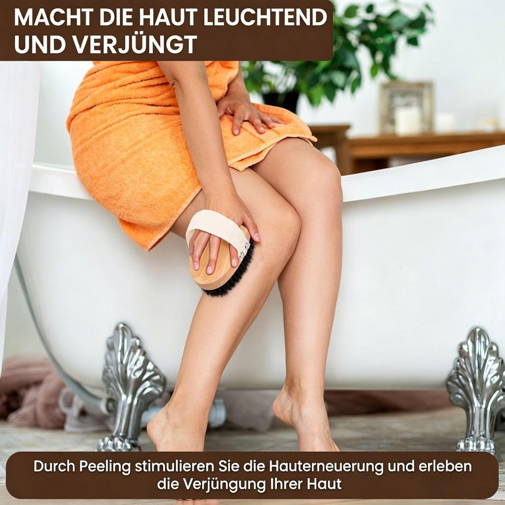 Trockenbürste Holz mit Naturborsten Massagebürste für Körperpflege