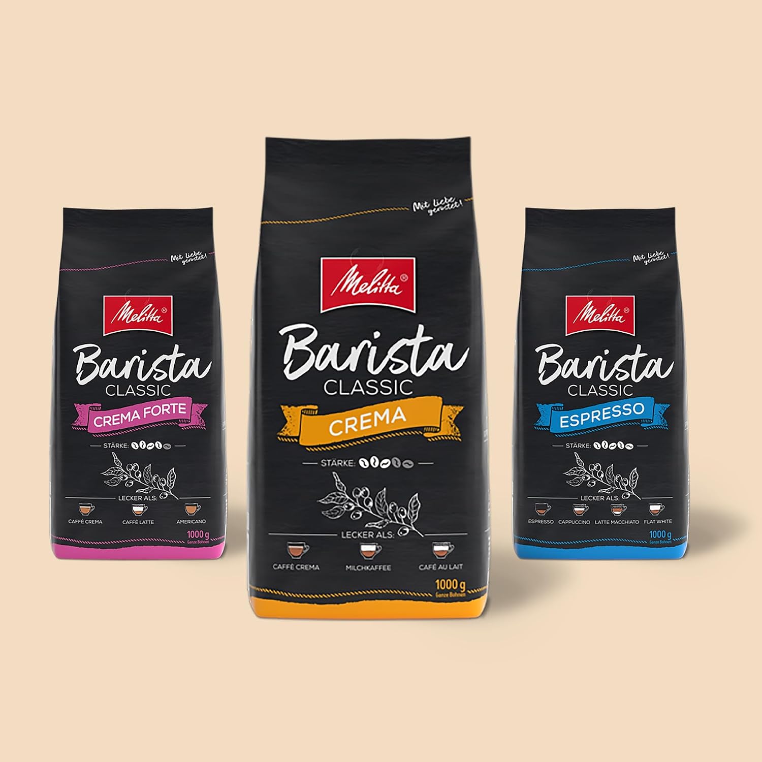 Melitta Barista Classic Crema Forte Kaffeebohnen kraeftige Roestung
