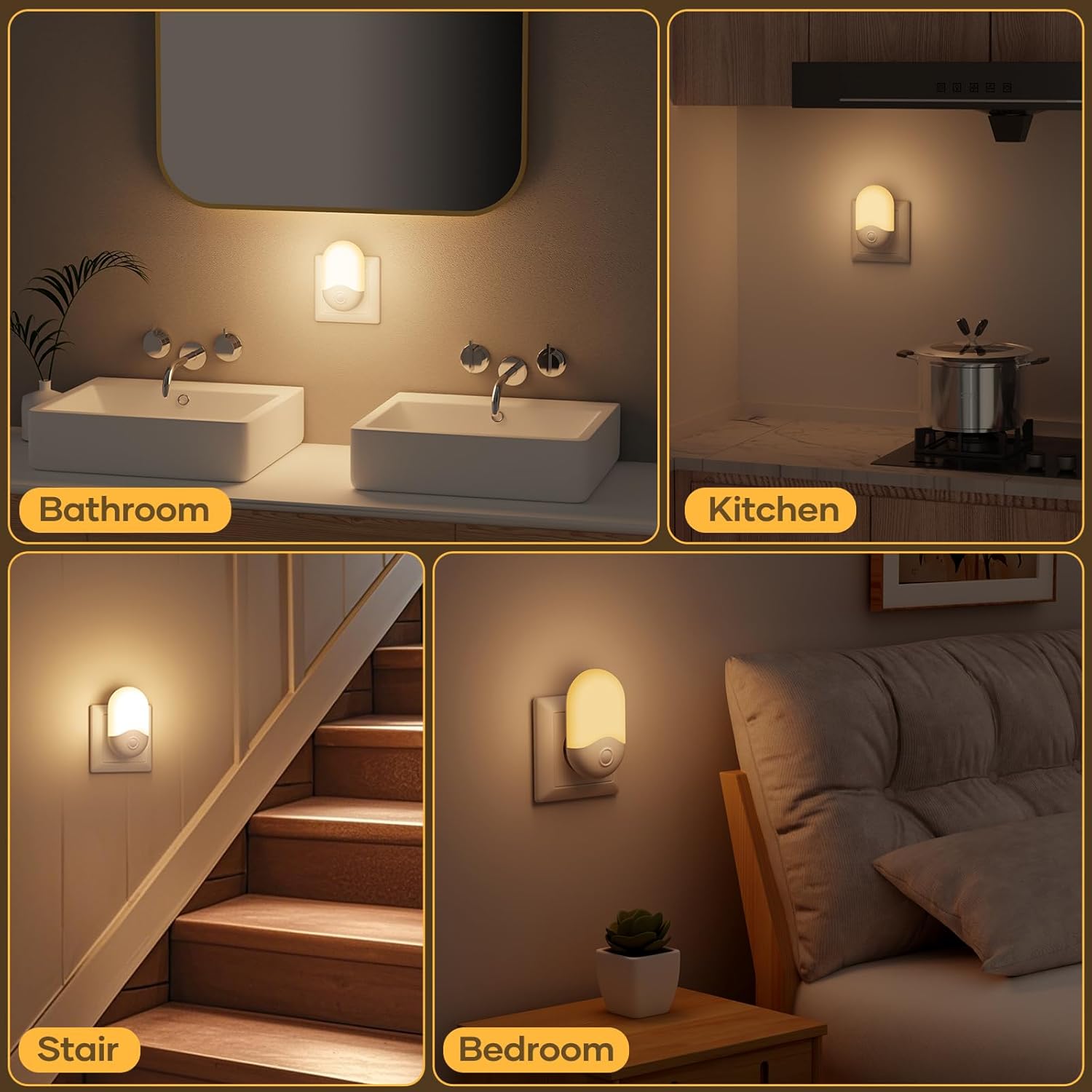 LED Nachtlicht Steckdose mit Daemmerungssensor 2er Set warmweiss 30 lm