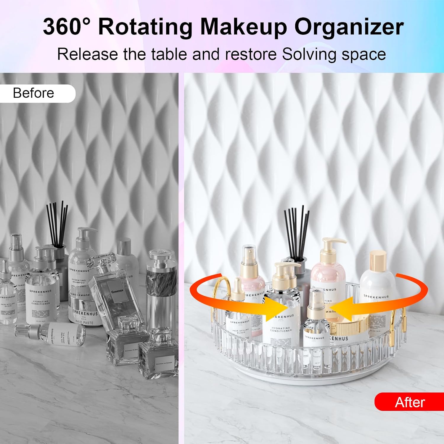 Make-up Organizer 360° drehbar transparent 1 Ebene Kosmetik Aufbewahrung