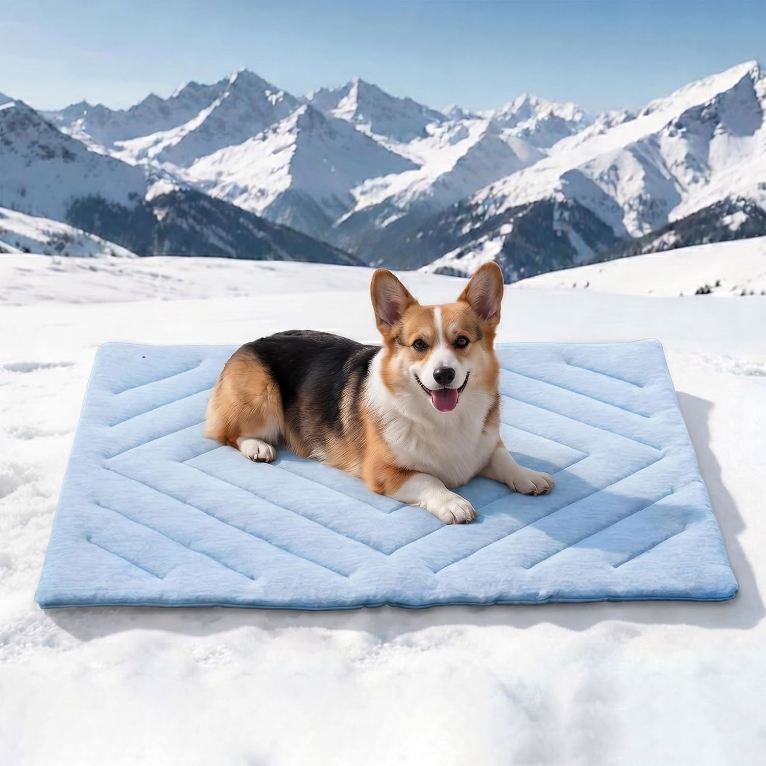 Hundekühlmatte faltbar 2cm selbstkühlend grau X‑groß maschinenwaschbar