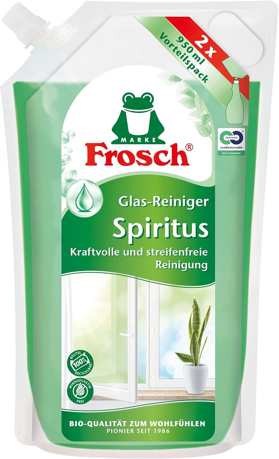 Frosch Spiritus Glasreiniger Nachfuellbeutel 950 ml Fensterreiniger