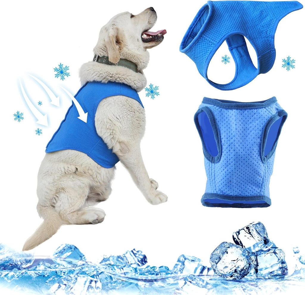 TYXHXTF Kuehlweste Hund M Blau mit Klettverschluss Kuehlmantel Sommer Outdoor