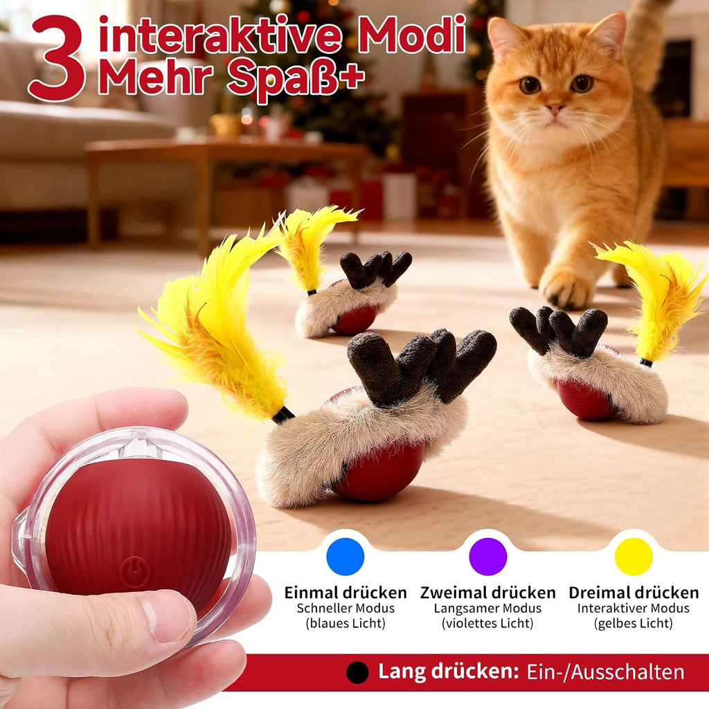 Elektrischer Katzenball mit Schwanz interaktives Katzenspielzeug Akku