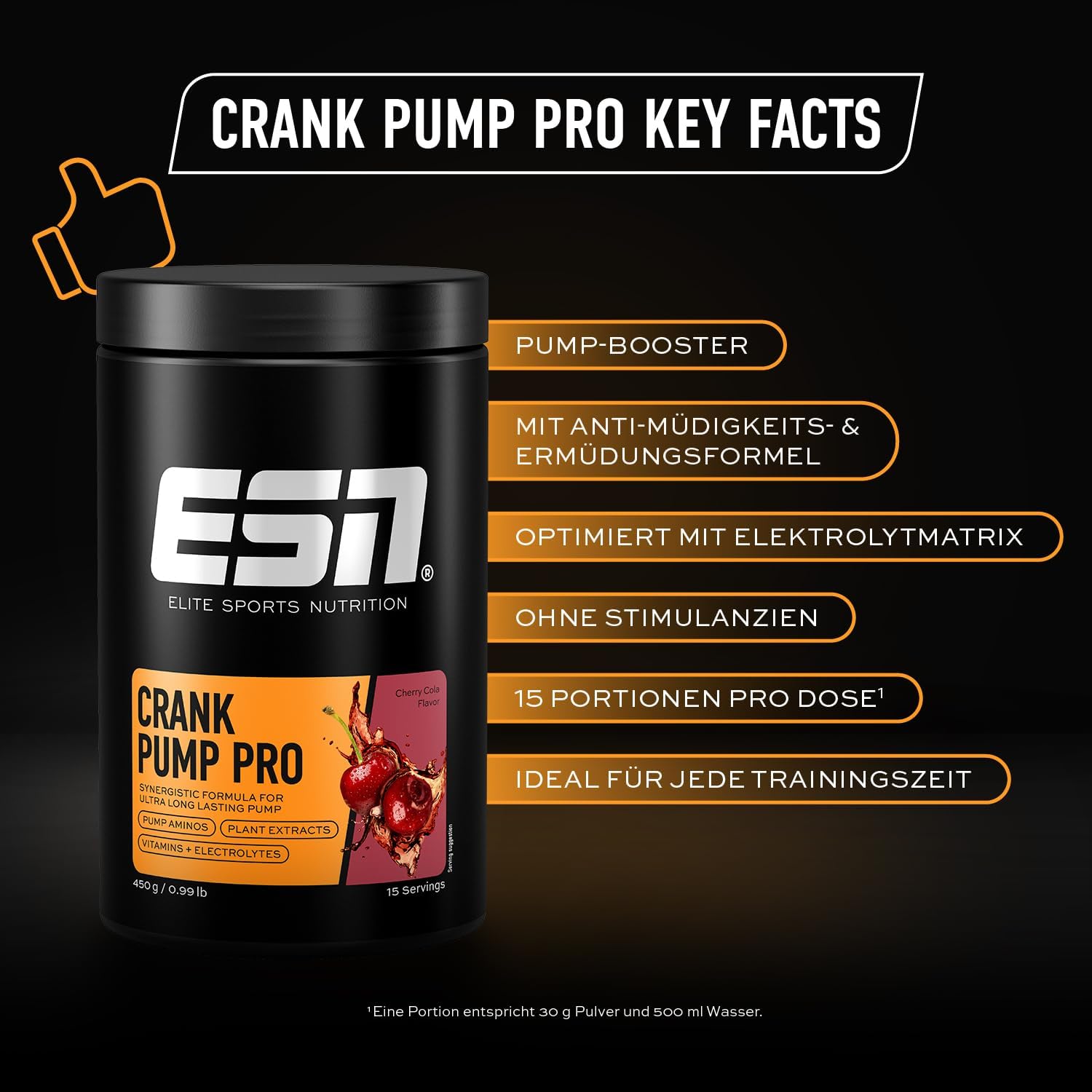 ESN Crank Pump Pro Pre Workout Booster Cherry Cola verschiedene Sorten