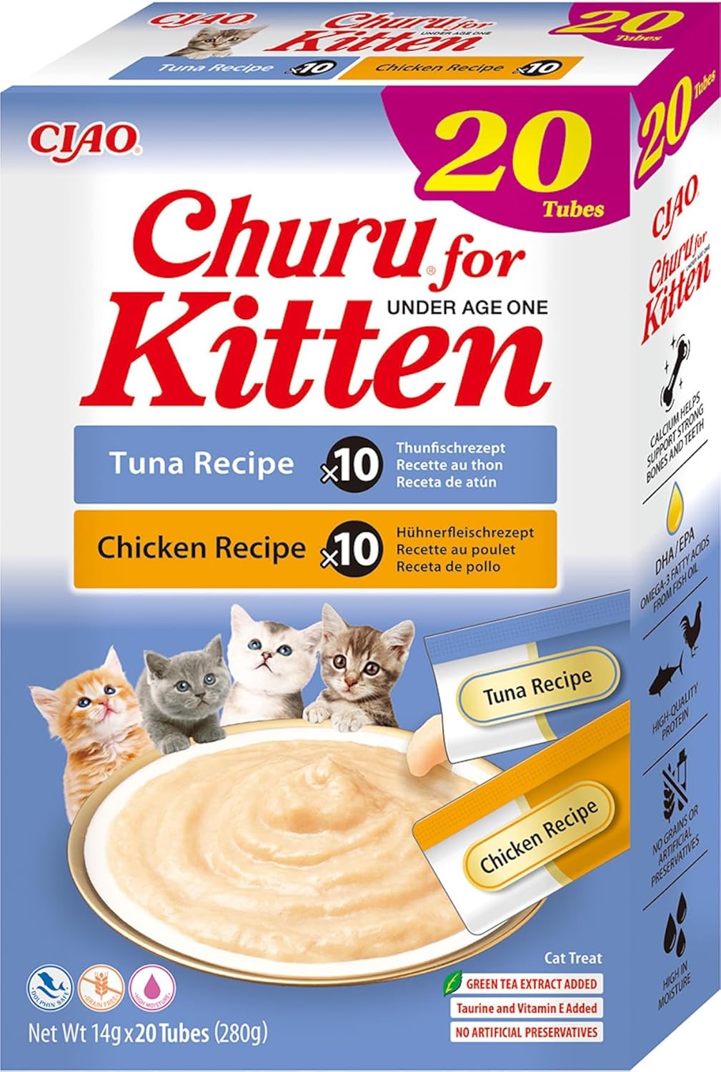 INABA Churu Katzensnack Variety Box 20 x - cremiger Leckerli, getreidef