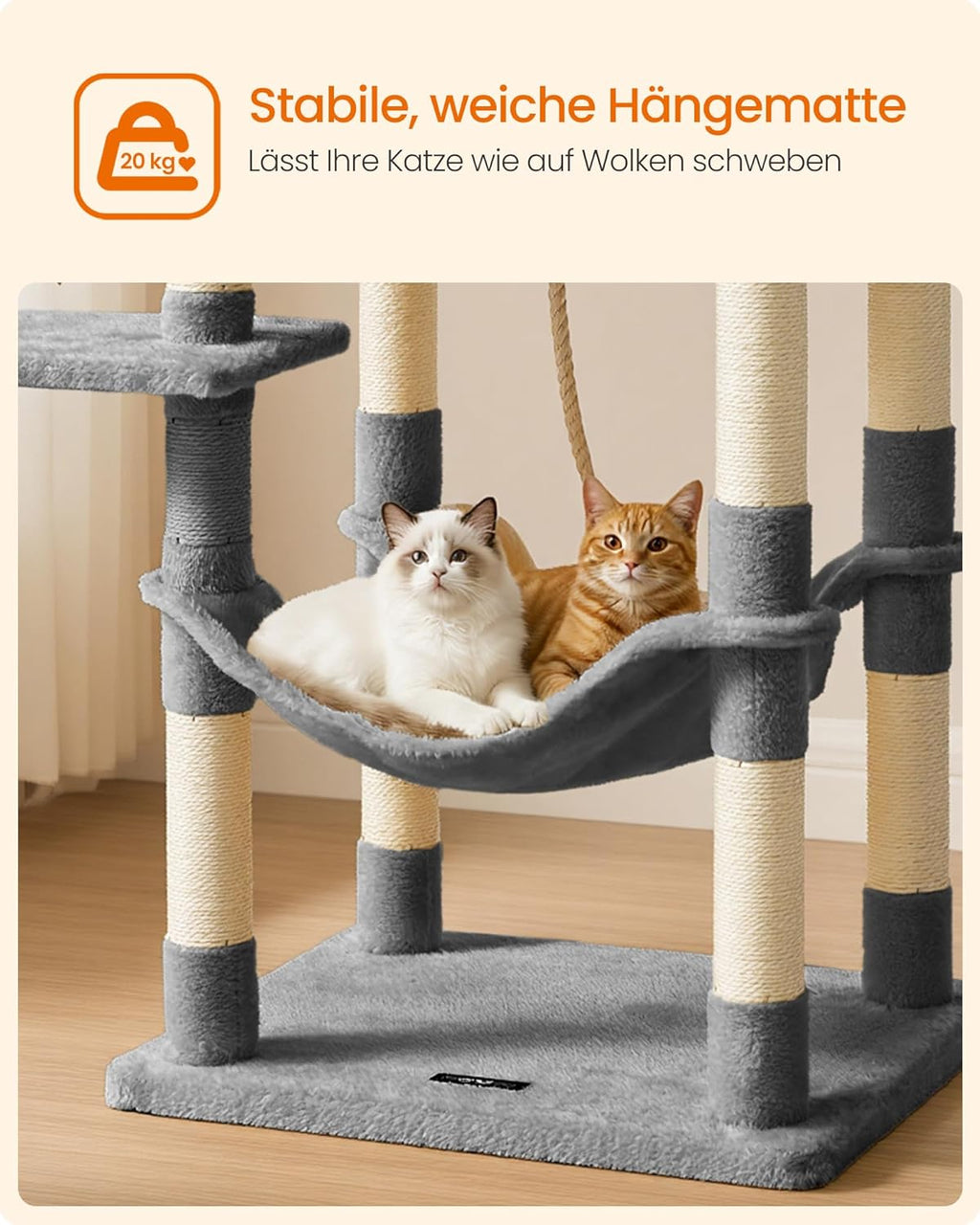Feandrea Kratzbaum Katzenbaum mit Kratzsaeulen Plattformen und Hoehle