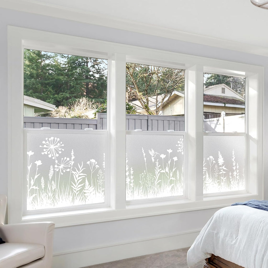 dktie Sichtschutzfolie Fenster Milchglasfolie botanisches Muster 90x200 cm
