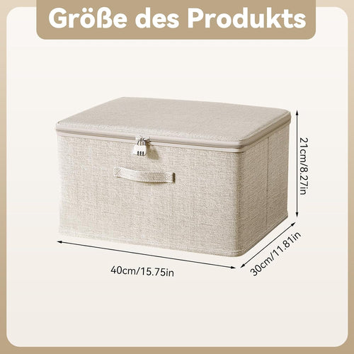 Aufbewahrungsbox faltbar Baumwolle Leinen abschließbar 30x20x14cm 14cm-26cm