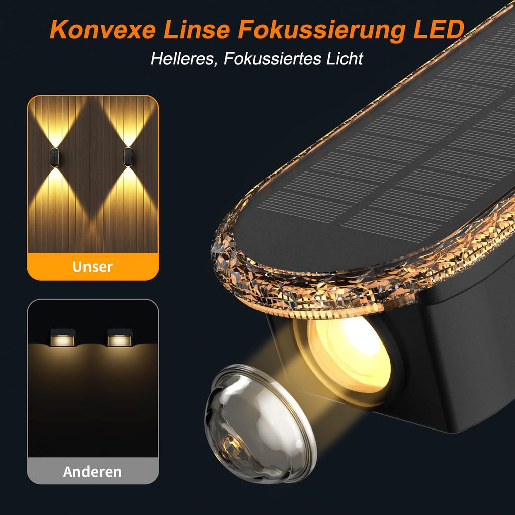 ELLASAY Solar Wandleuchte aussen IP65 Up-and-Down, 3 Lichtfarben, 4er Set