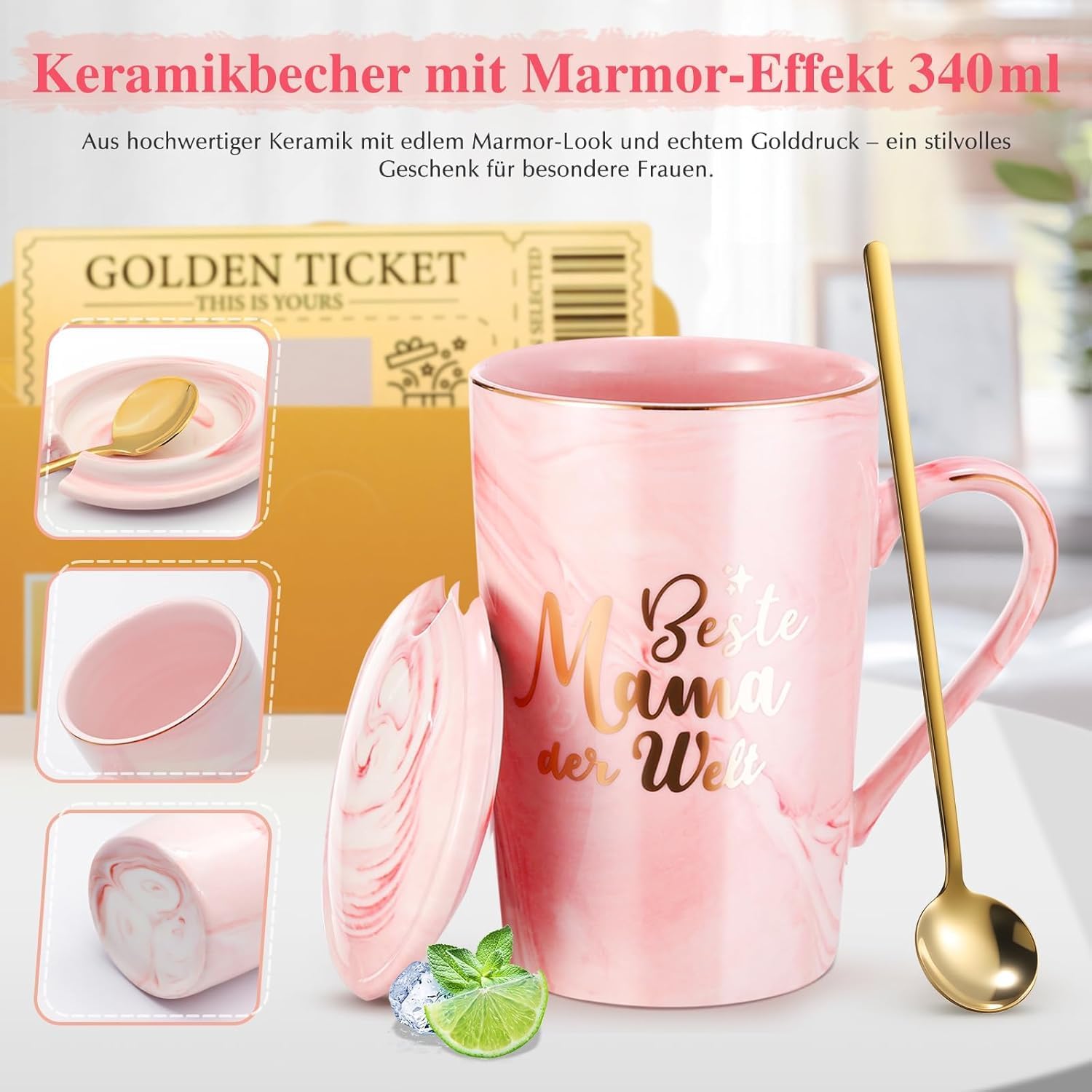 Geschenkset fuer Frauen Kaffeetasse Geburtstag Valentinstag Jahrestag