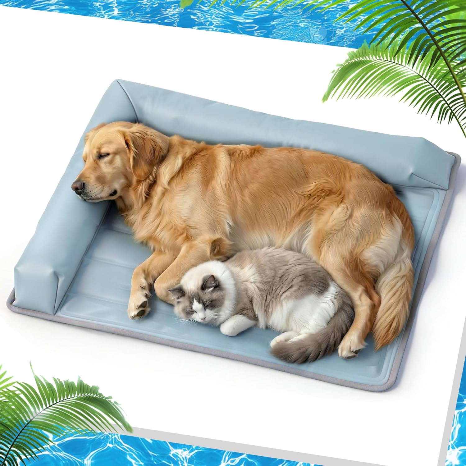 XIAPIA Hundekuehlmatte 48x58 cm mit 8cm Rand selbstkuehlend wasserdicht