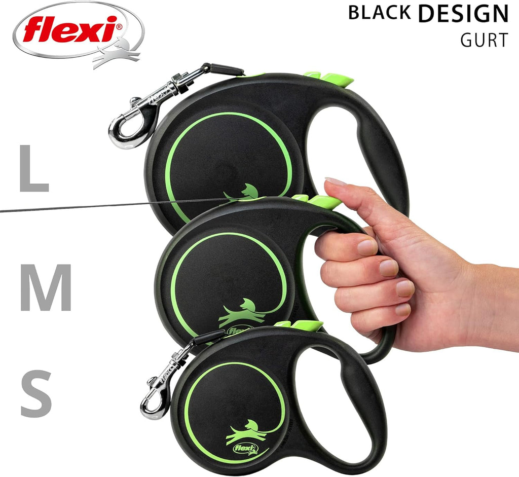 flexi Black Design L Rollleine 5m fuer Hunde bis schwarz/blau 5m