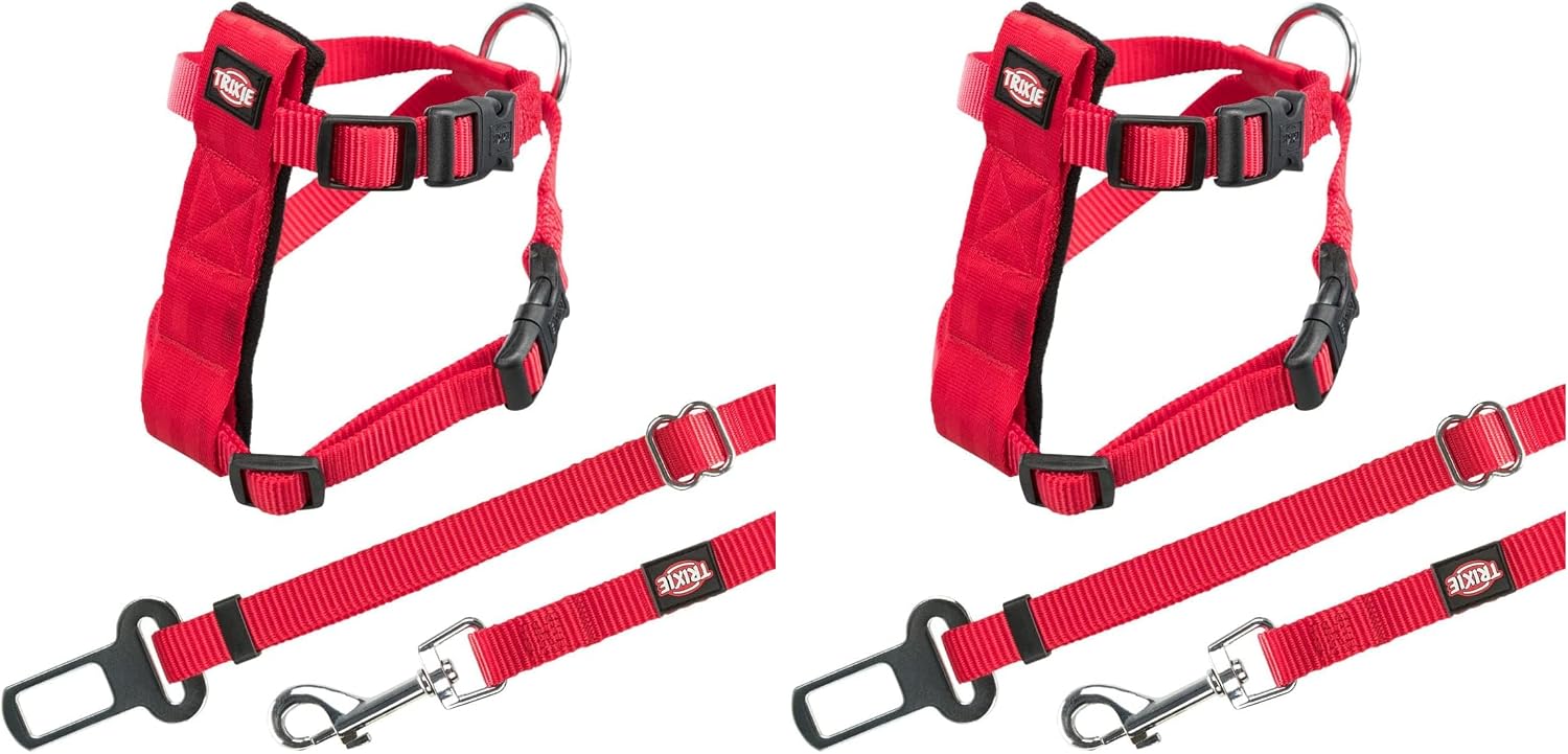 Sicherheitsgurt fuer Katze 20-50 cm verstellbar Rot Gurtsystem