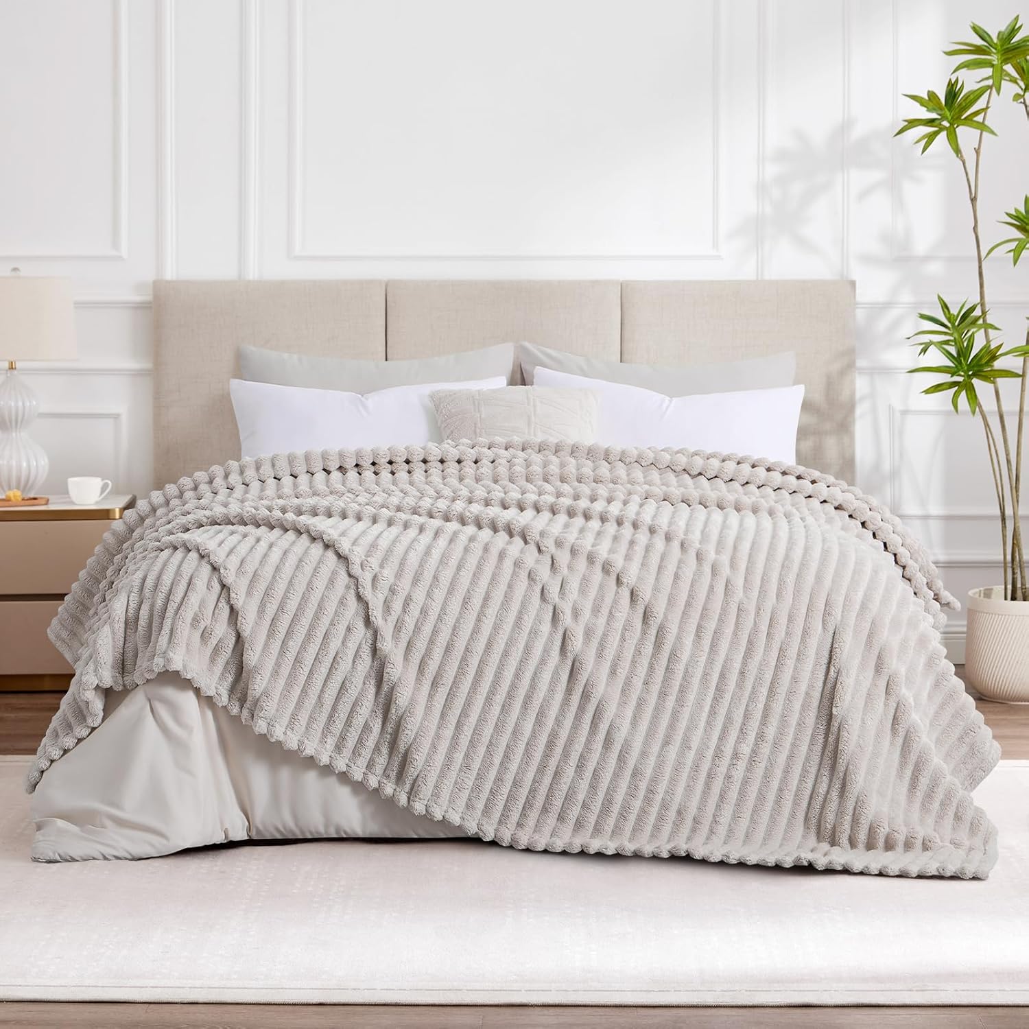 RUIKASI Kuscheldecke Flauschig Fleecedecke 150×200 cm Grau 150cm-270cm
