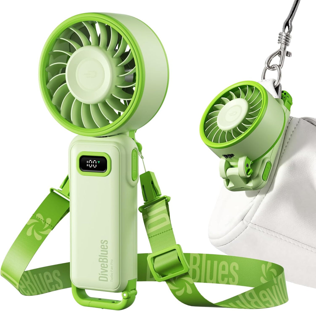 Diveblues Handventilator Akku 4‑in‑1 180° faltbar bis 12 Std. Laufzeit Turbo