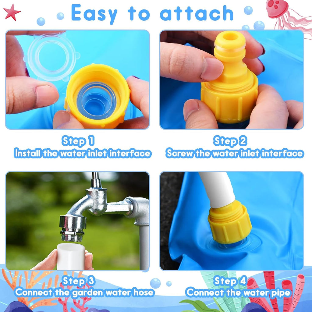 Purpledi 170 cm Splash Pad Sprinkler Wasserspielmatte Kinder Anti-Rutsch