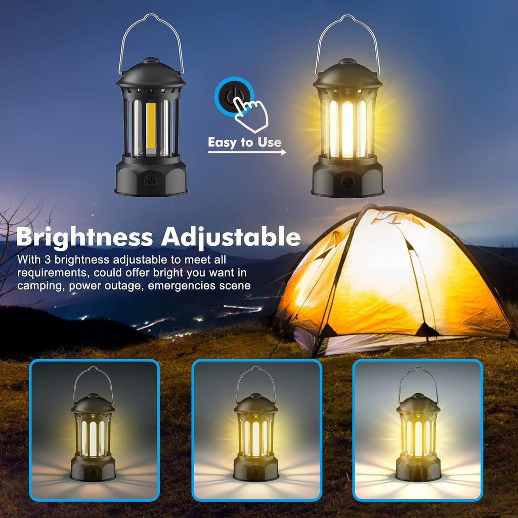 WARMTUYO LED Campinglampe 2er Set batteriebetrieben dimmbar IPX4 Retro