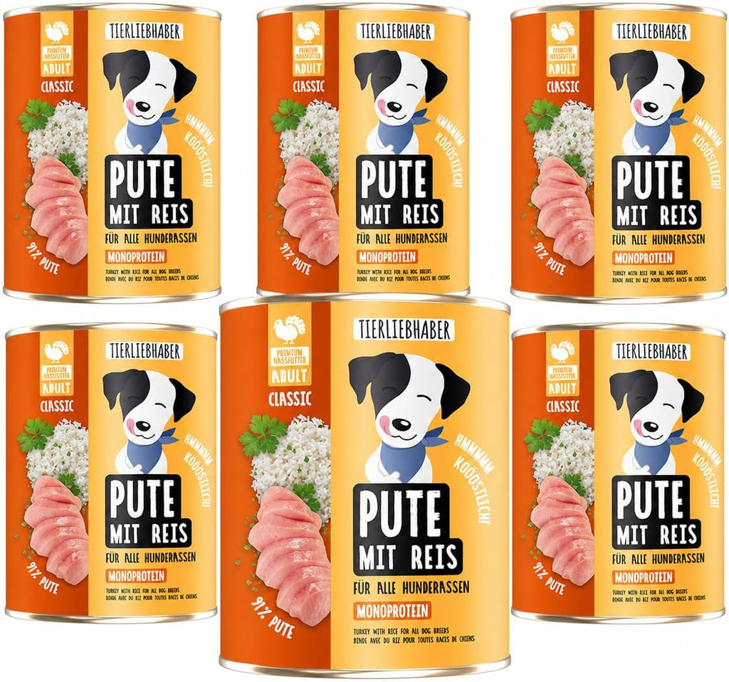 Tierliebhaber Hundefutter Nass Dose Pute mit Reis 91% Fleisch