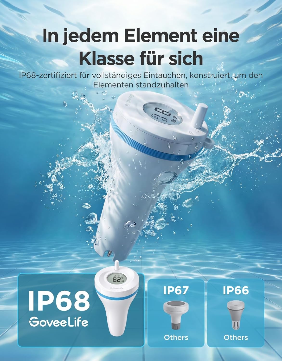 GoveeLife WLAN Pool Thermometer P2 mit Gateway, schwimmend, IP68, 330 m Reichwei