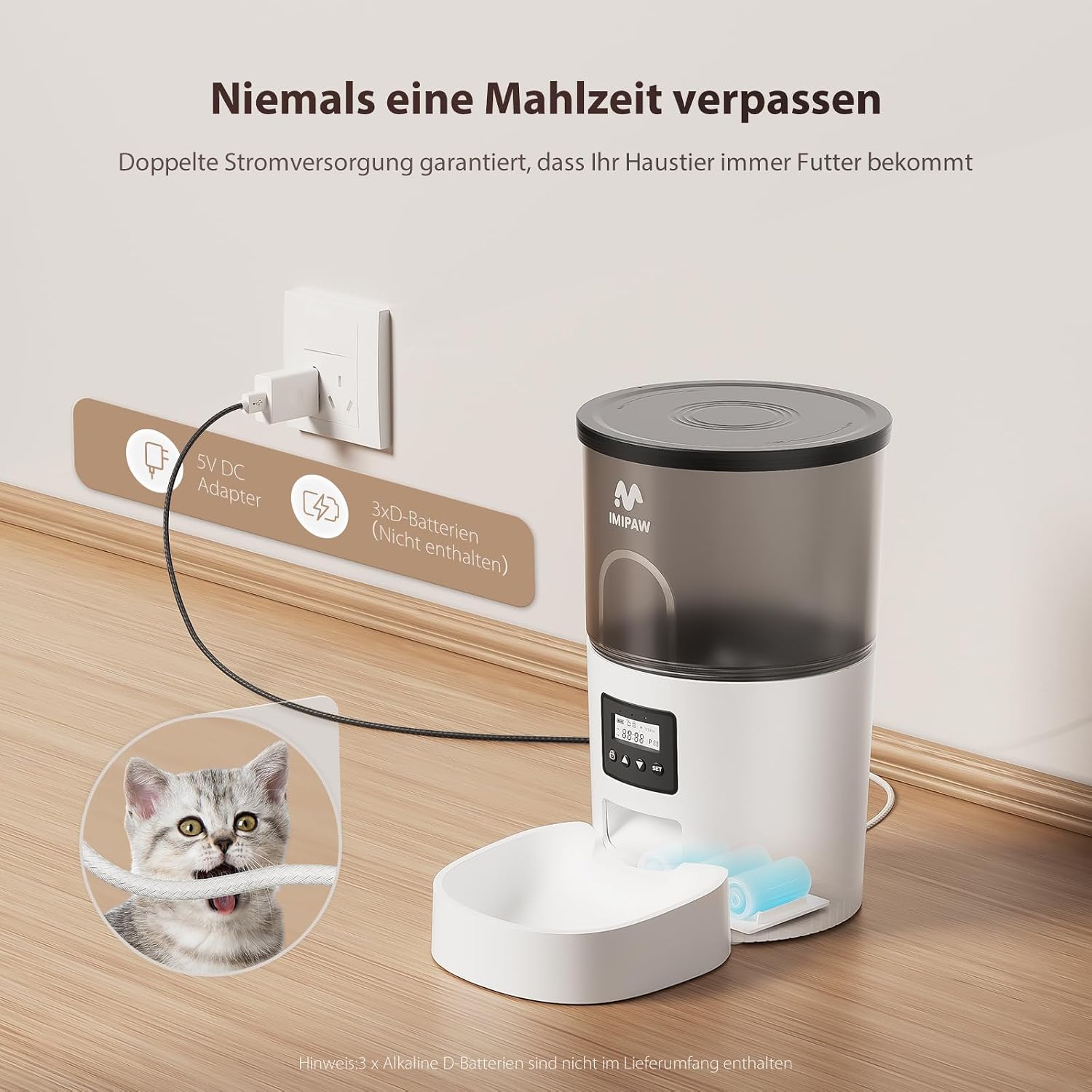 IMIPAW Futterautomat Katze, WiFi, APP-Steuerung, Mahlzeiten