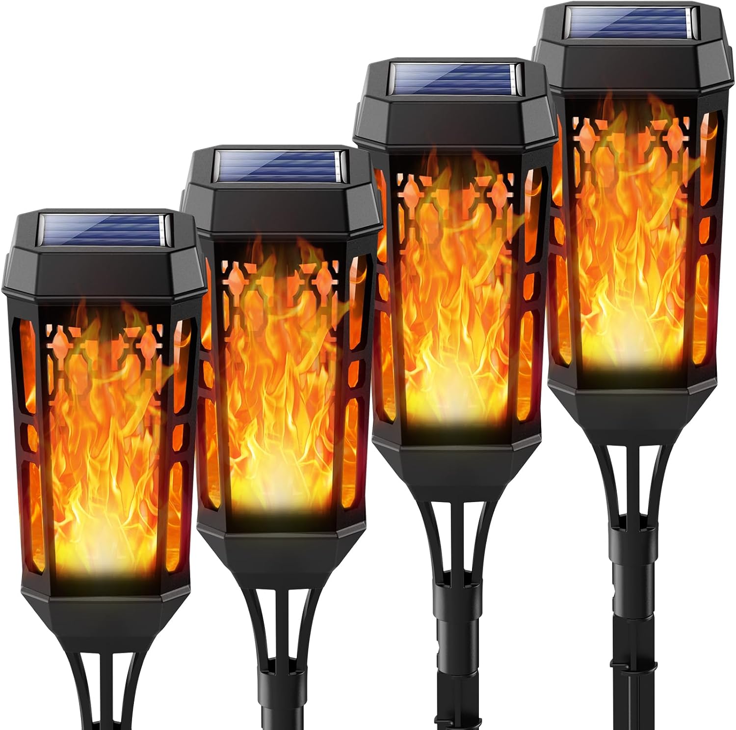 Solarlampen Aussen mit realistischem Flammeneffekt 4er Set IP65 wasserdicht