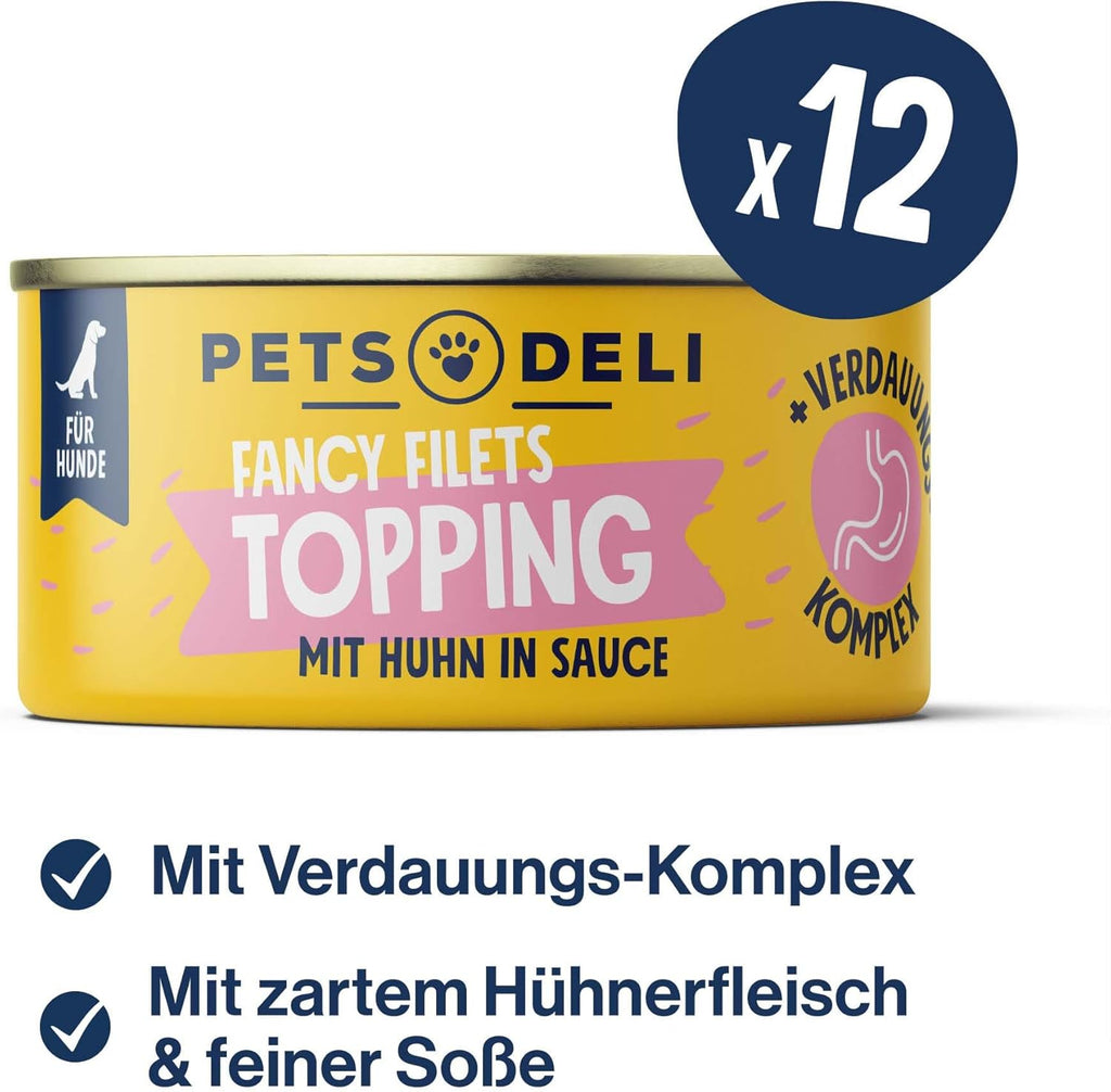 Pets Deli Fancy Filets Hunde Futter-Topping Rind in Sauce 12x70 g verschiedene S