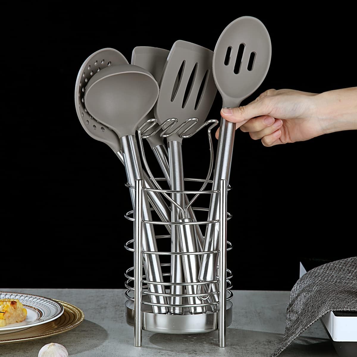38-teiliges Silikon Kuechenutensilien Set mit Halter Kochbesteck