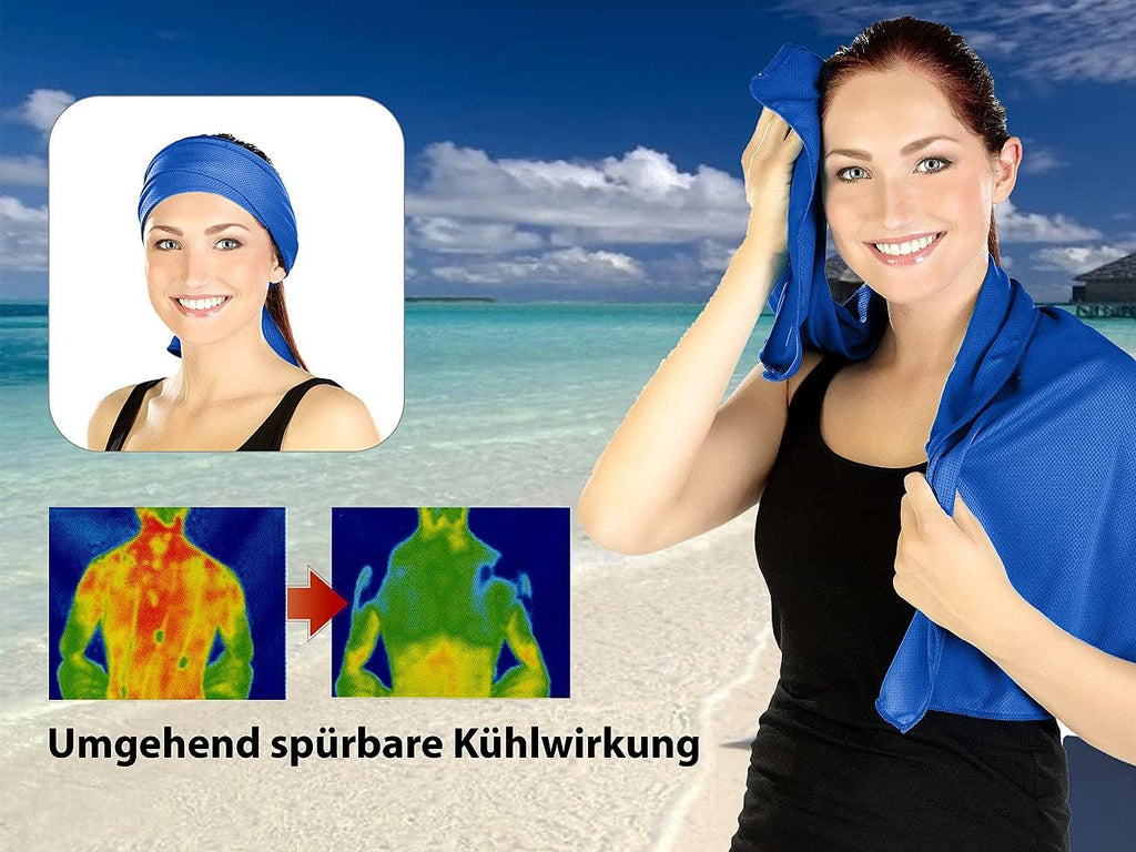 PEARL Kuehltuecher: 2er-Set aktiv kuehlende Multifunktionstuecher, 110 x 55 cm (Kuehl