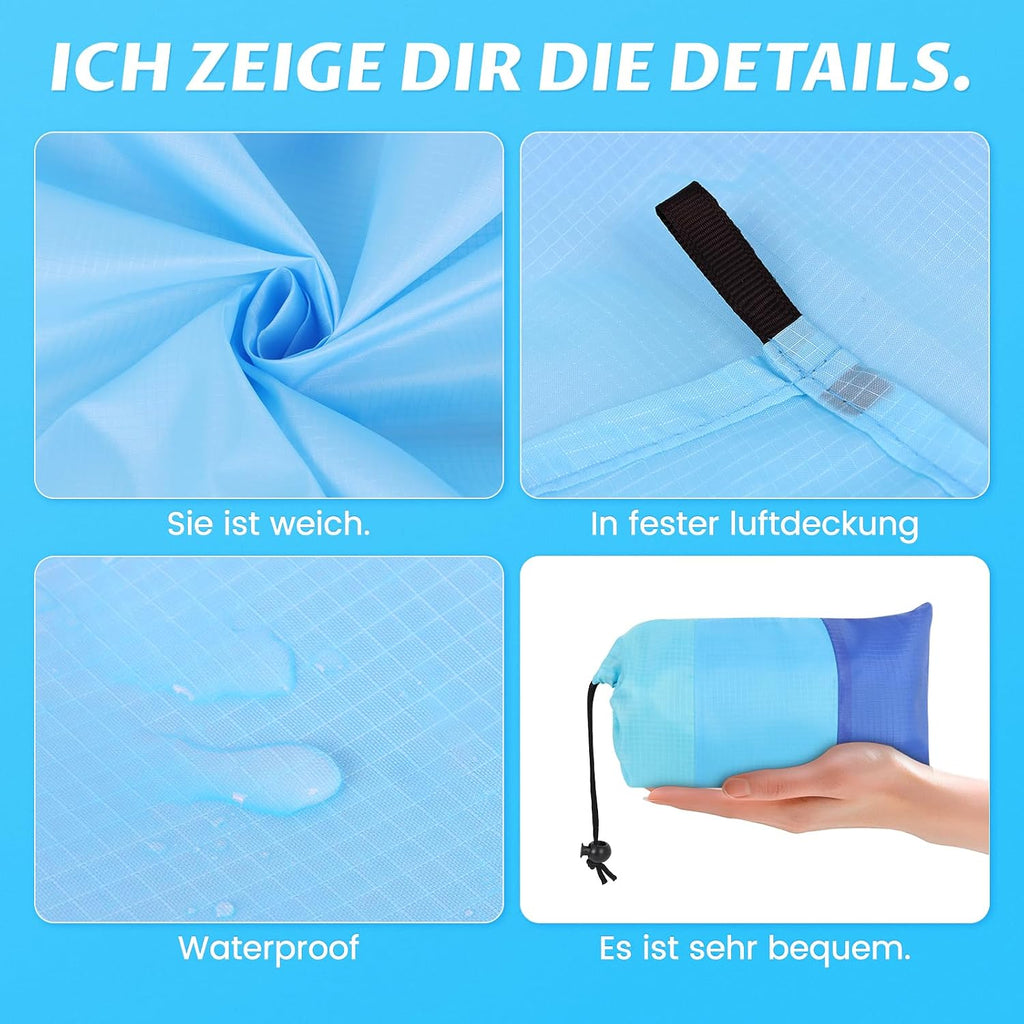 Sandfreie Stranddecke 210x200 cm wasserdicht ultraleicht XXL mit Tragetasche