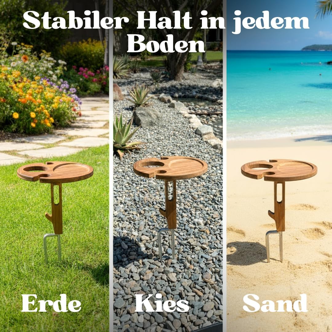 Decozy Life klappbarer Weinhalter aus Massivholz fuer Picknick Camping