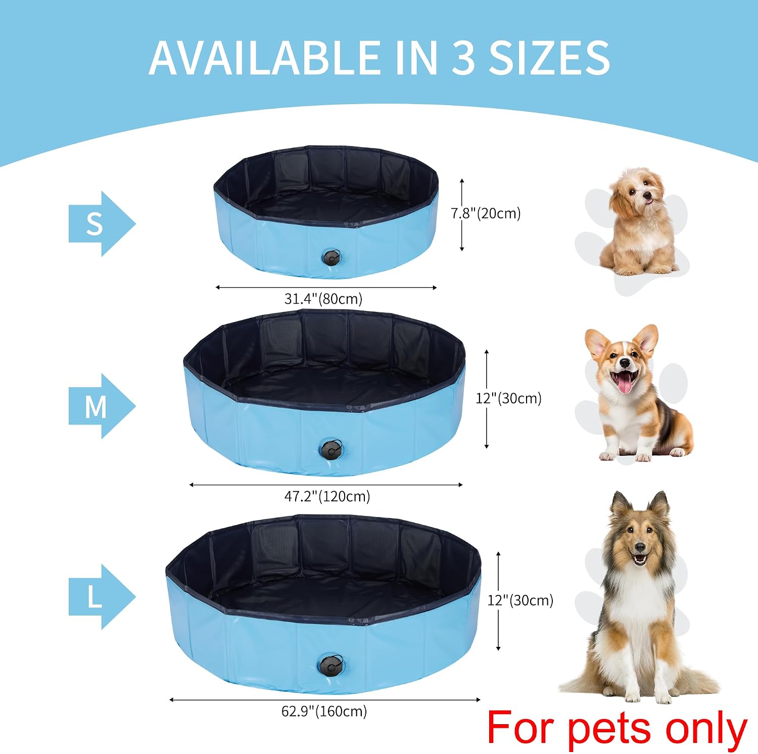 Faltbarer Hundepool 80x20 cm PVC rutschfest verschleissfest fuer Hunde Katzen