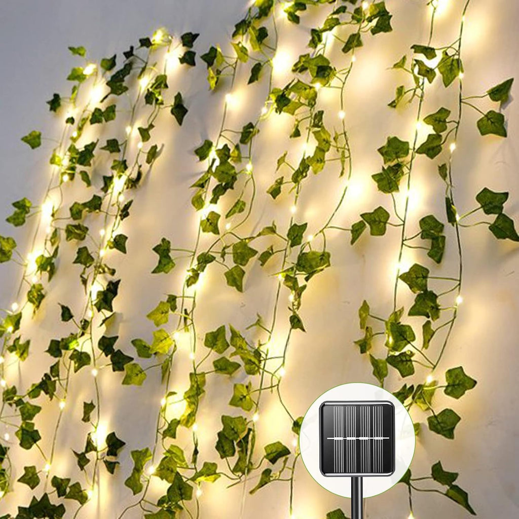 Efeu Lichterkette Solar 60 LED, 8 Modi, wasserdicht, Aussen 2m-12m