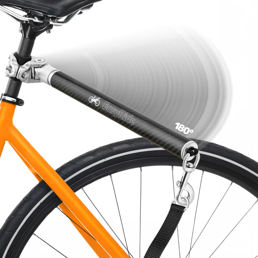 Hunde Fahrrad-Leine mit 180° Drehgelenk und Stossdaempfer, Schwarz