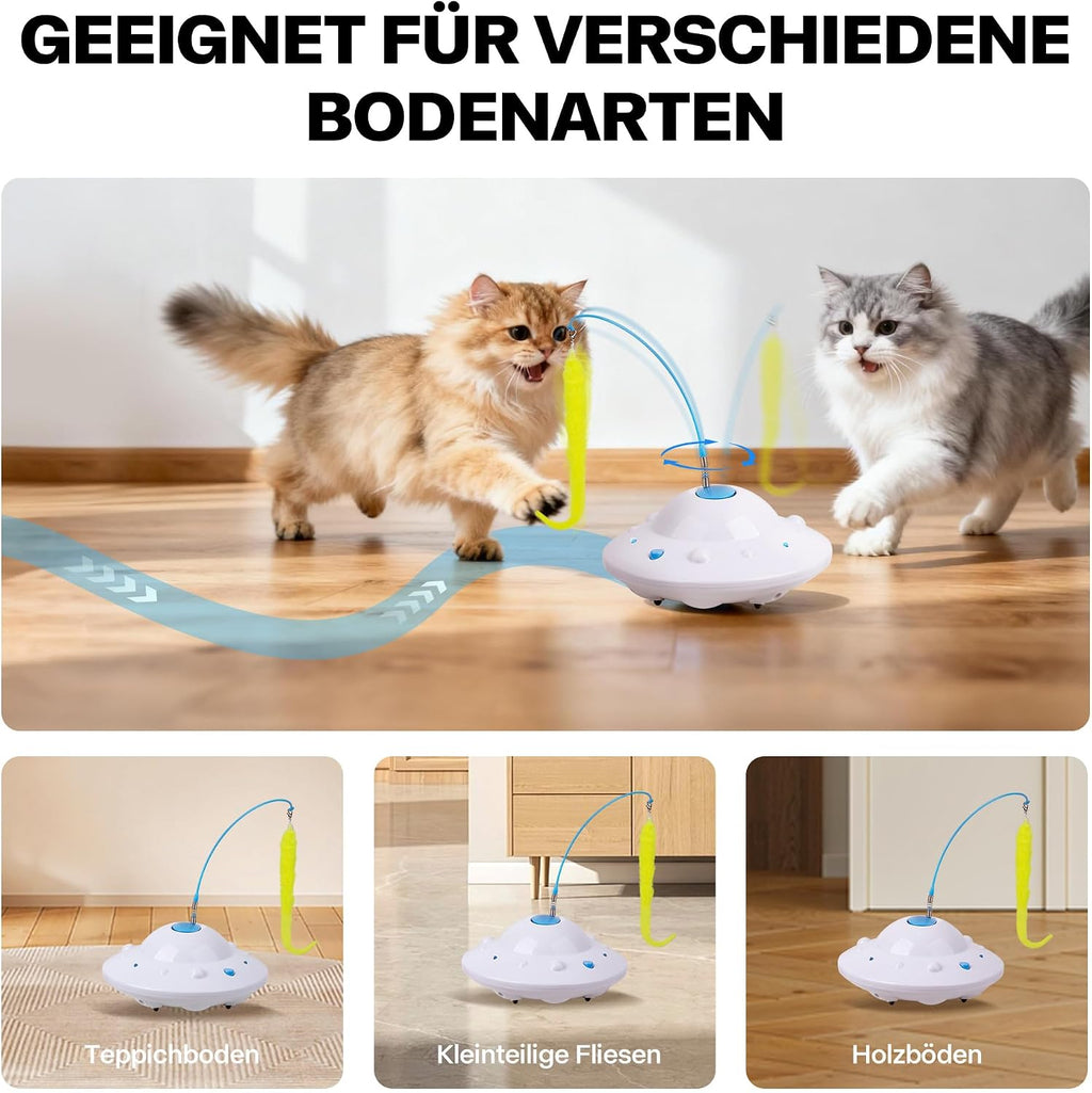 Interaktives Katzen-Spielzeug UFO mit Katzenangel USB Ladefunktion