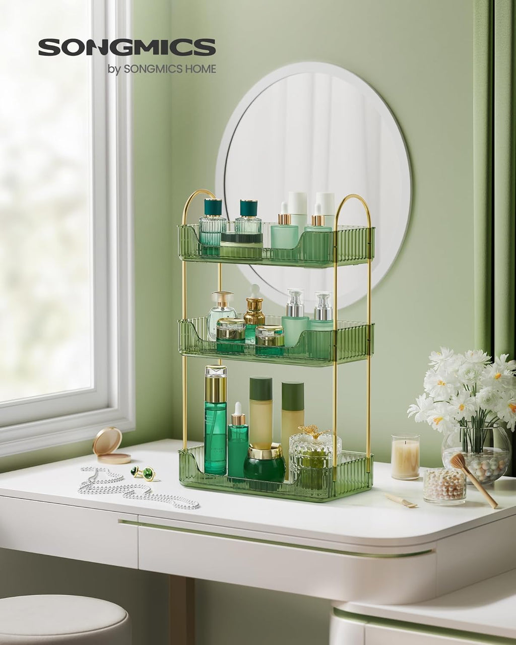 SONGMICS Make-up Organizer Kosmetik Aufbewahrung 3 Ebenen 2 Zubehoertypen